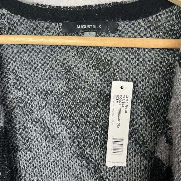 August Silk Black & Gray Houndstooth Textured Long Cardigan Sweater S - Picture 4 of 4